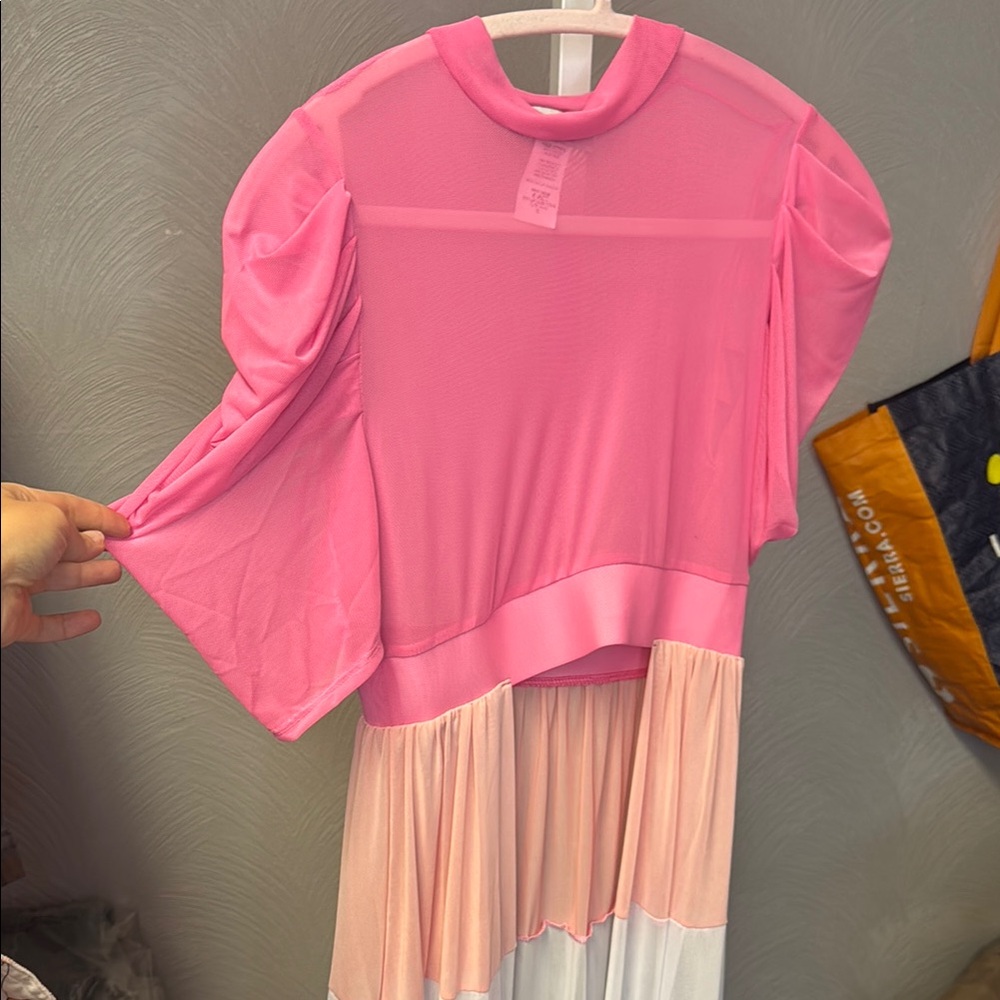 Pink and White Colorblock Maxi Top